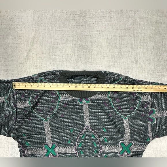 80s 90s Vintage Sweater black,purple,grey,aqua - Picture 2 of 9